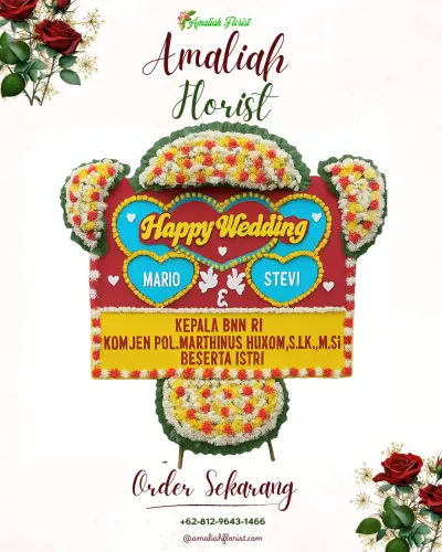 Karangan Papan Bunga Pernikahan di Jatibening